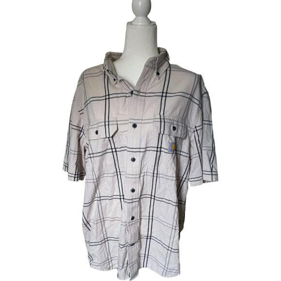 Carhartt Men's Loose Fit Midweight Short-Sleeve Plaid Shirt Size L - Picture 3 of 8